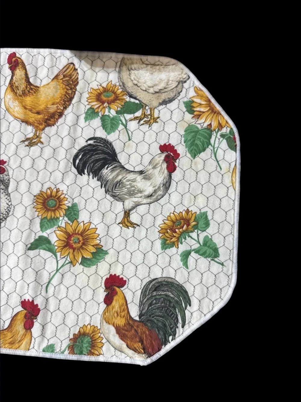 Vintage Sharon Kessler Farmhouse Chicken Sunflower Table Placemats & Napkin Set